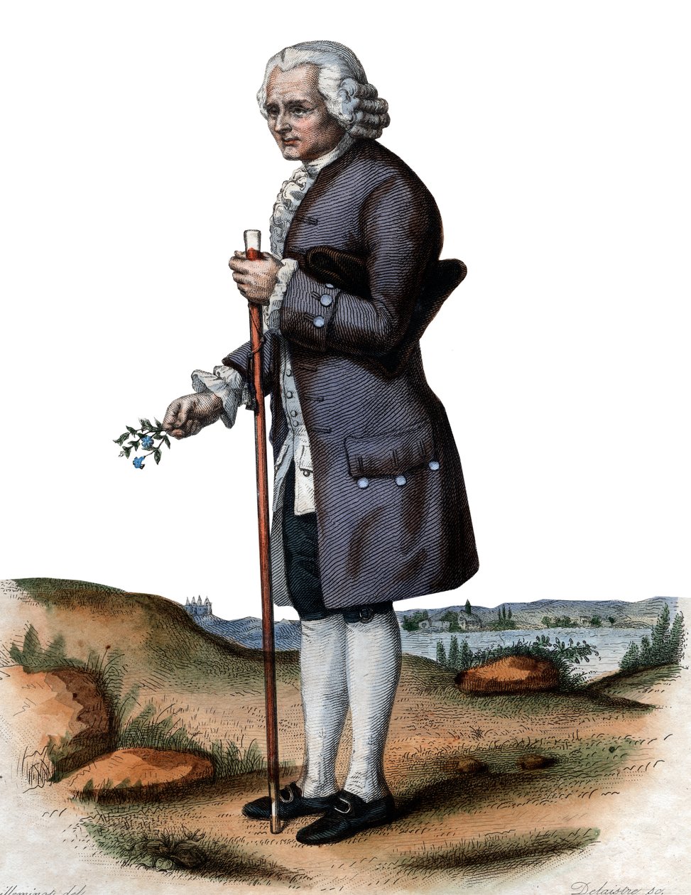 Muotokuva sveitsiläisestä filosofista Jean-Jacques Rousseausta (1712-1778). tekijältä French School