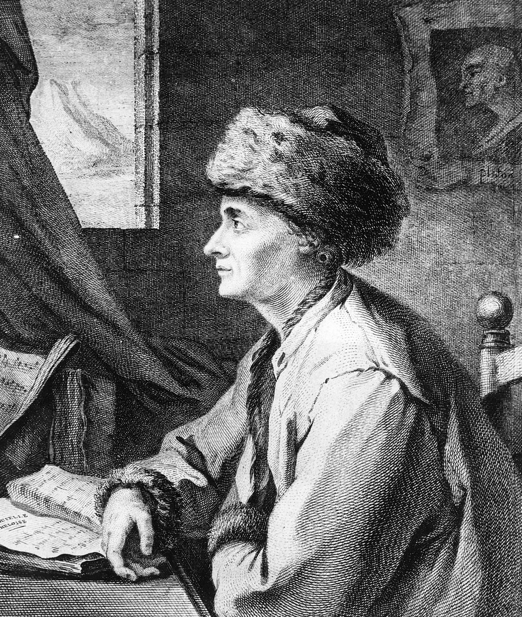 Jean-Jacques Rousseaun muotokuva, n. 1761 tekijältä French School