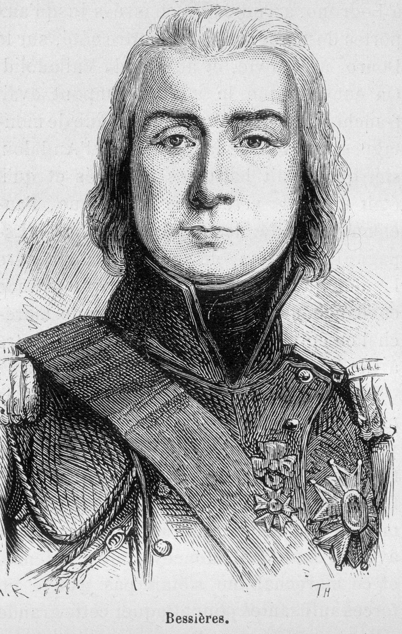 Jean Baptiste Bessièresin, Istrian herttuan, Ranskan marsalkka (1768 - 1813), muotokuva L¿tzenin taistelun aattona - Henri Martinin "Ranskan historiassa" tekijältä French School