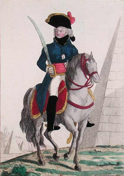 Jean Baptiste Kleberin (1753-1800) muotokuva pyramideissa, 1700-luvun loppu (värillinen kaiverrus) tekijältä French School