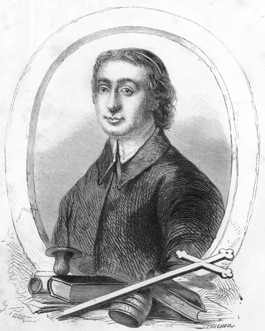 Jean Baptiste Massillonin (1663-1742) muotokuva (kaiverrus) tekijältä French School