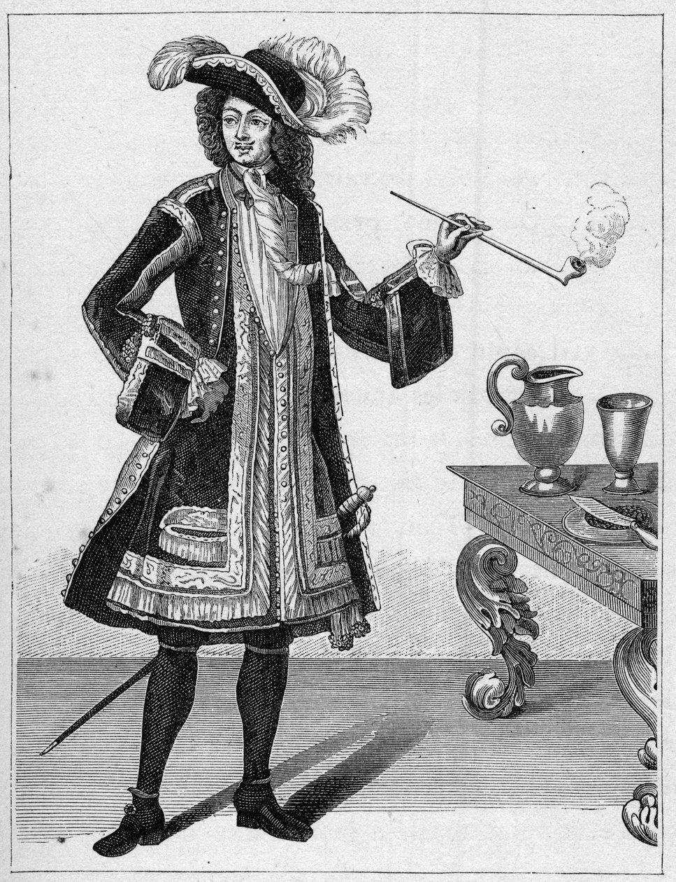 Jean Bartin (1651-1702), ranskalaisen yksityismiehen muotokuva. Kaiverrus kirjaan "La Marine et les colonies: commerce" tekijältä French School