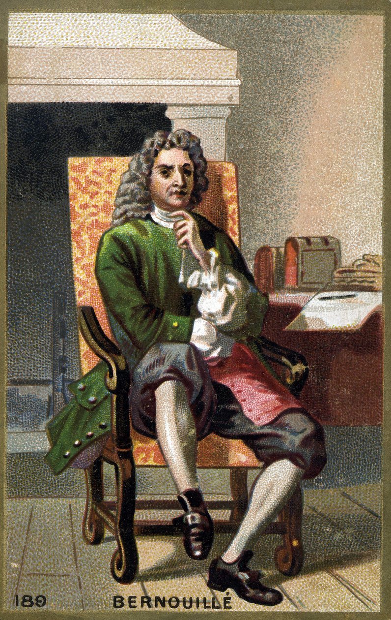 Jean Bernoullin (Johann Bernouillin) (1667-1748) muotokuva 1800-luvun lopun kromolitografia. tekijältä French School