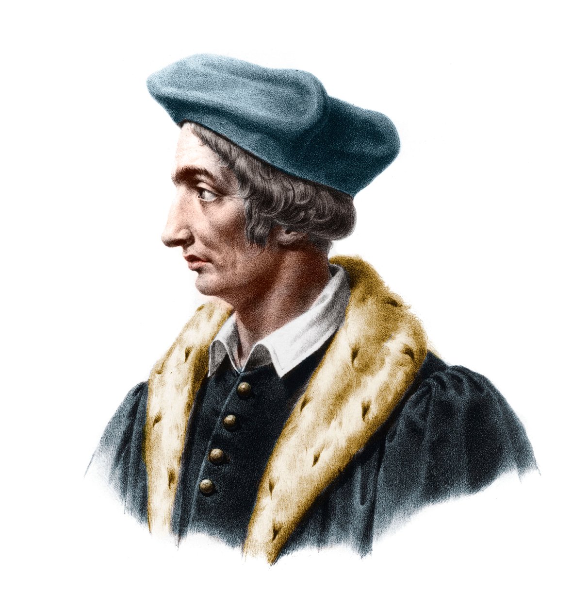 Jean Fernelin (1497-1558), ranskalaisen lääkärin, tähtitieteilijän ja matemaatikon muotokuva. tekijältä French School