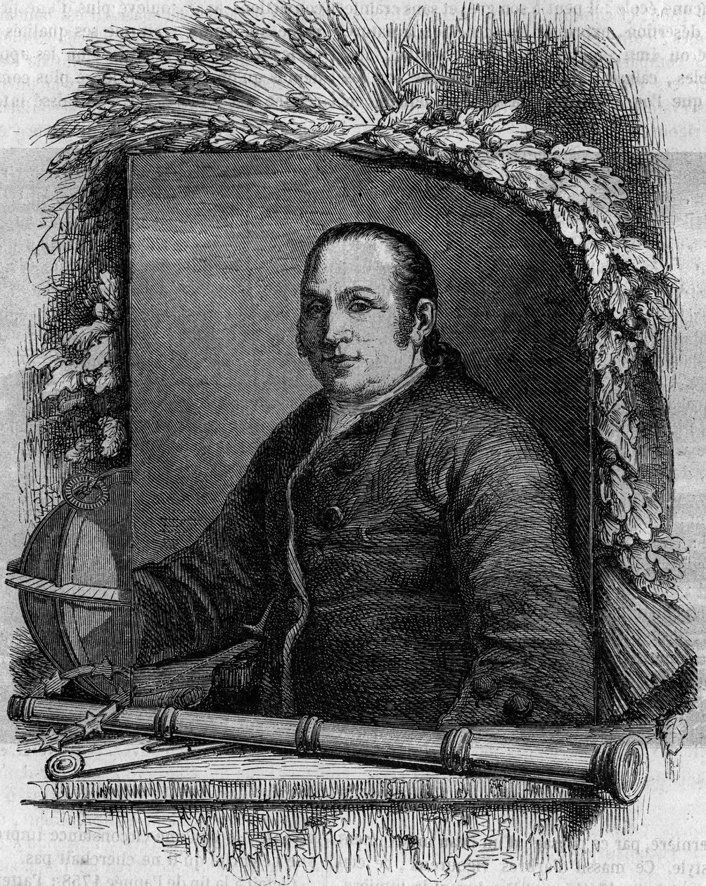 Jean Georgen (Johann Georg) Palitzschin (1723-1788), saksalaisen tähtitieteilijän muotokuva. Kaiverrus "Le Magasin viehättävässä" tekijältä French School