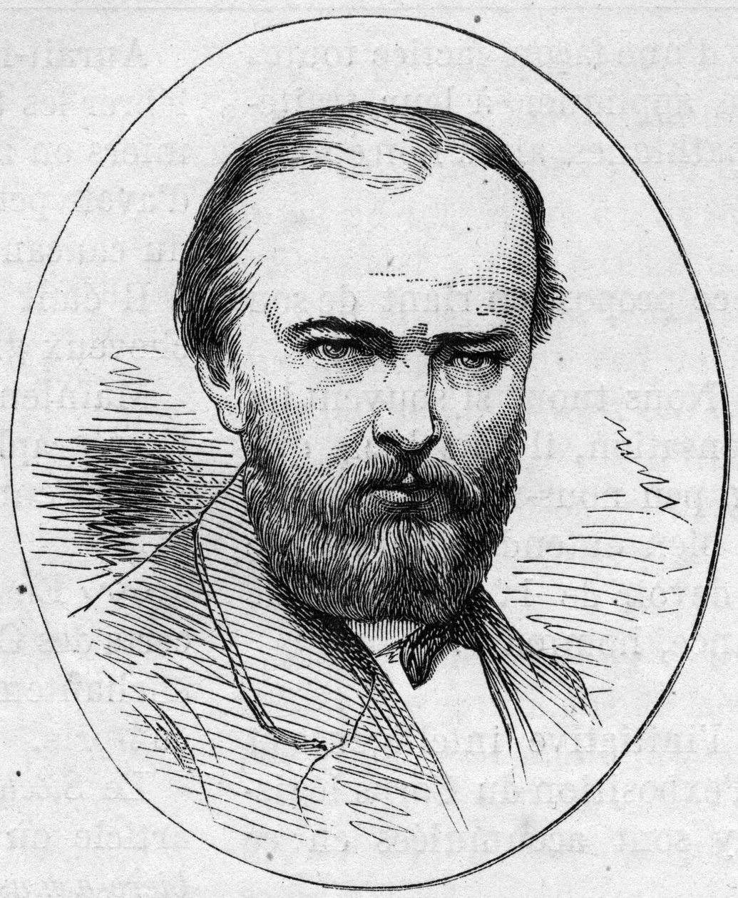 Jean Jacques Hennerin (1829-1905), ranskalaisen taidemaalarin muotokuva. Kaiverrus "" Le Monde Illustré" -julkaisussa nro 890, 2. toukokuuta 1874. tekijältä French School