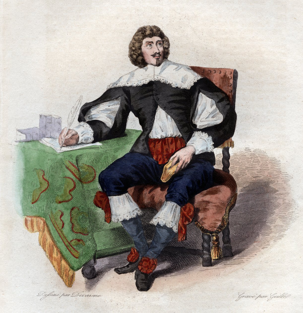 Ranskalaisen kirjailijan Jean Louis Guez de Balzacin (1597-1654) muotokuva. tekijältä French School