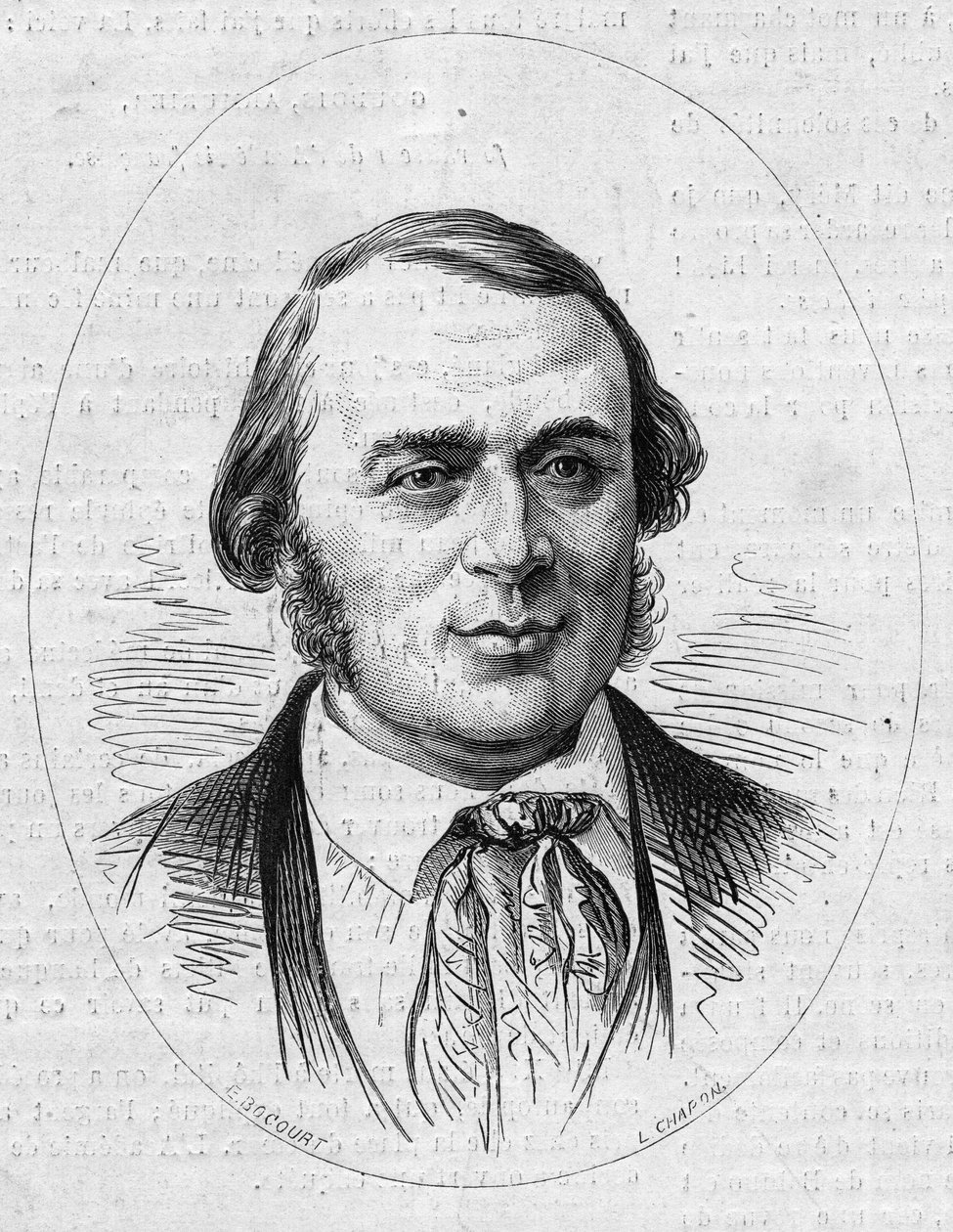 Jean Louis Rodolphe Agassizin (1807-1873), yhdysvaltalaisen luonnontieteilijän muotokuva. Kaiverrus "" Le Monde Illustré" -julkaisussa nro 872, 27. joulukuuta 1873. tekijältä French School