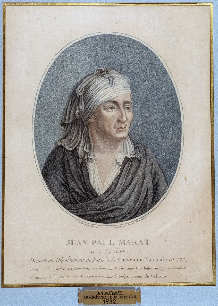 Muotokuva Jean Paul Maratista (1743-1793), ranskalaisesta lääkäristä, publicistista ja poliitikosta tekijältä French School