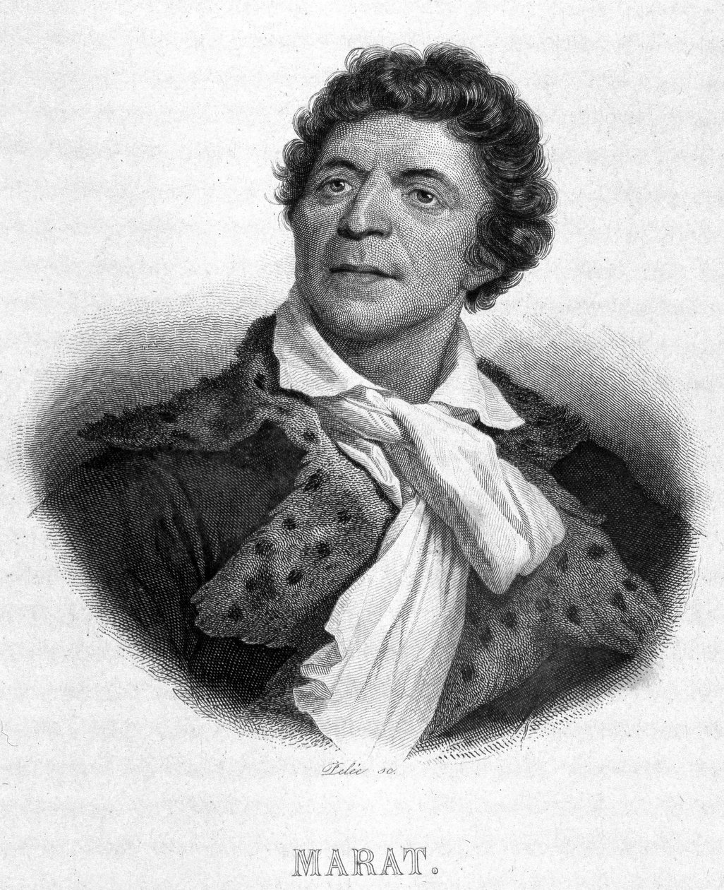 Jean Paul Maratin (1743 - 1793) muotokuva - Thiersin "" Revolution francaise" -kirjassa. 1800-luvulla tekijältä French School