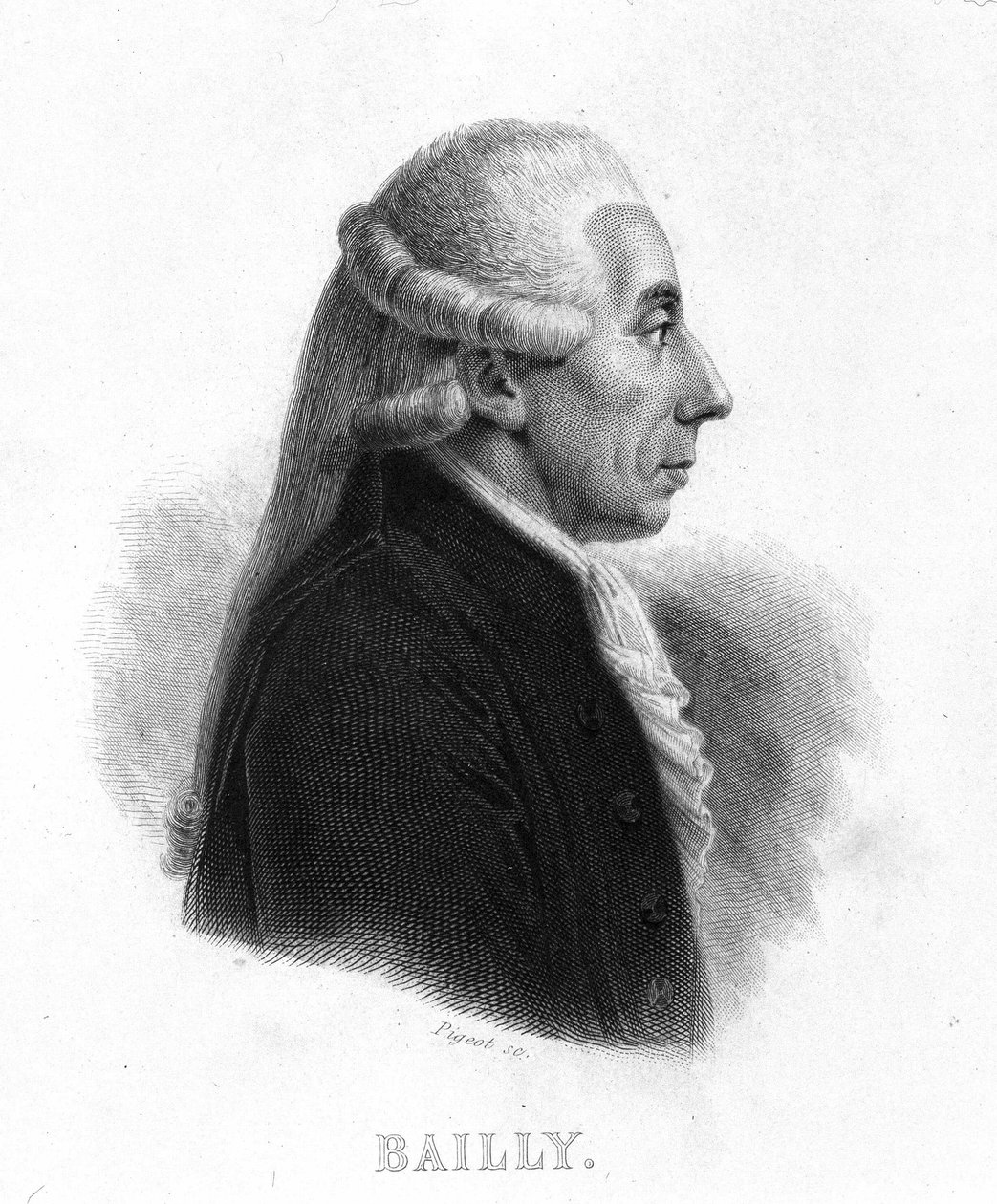 Muotokuva Jean Sylvain Baillystä (1736 - 1793) - Thiersin teoksessa "Revolution francaise". 1800-luvulla tekijältä French School