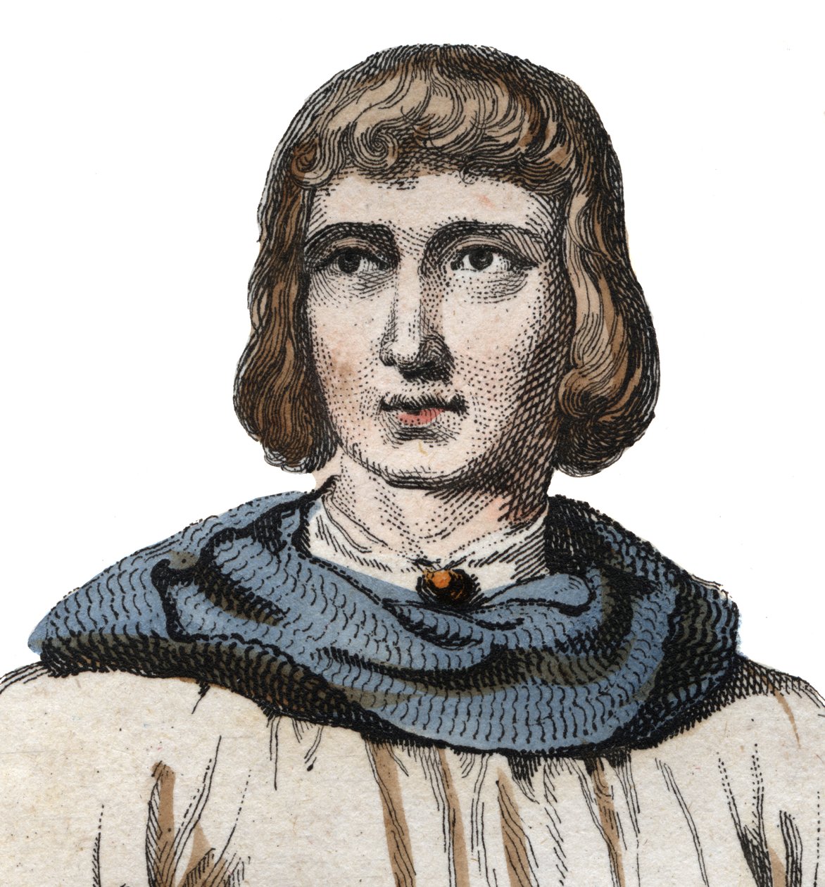 Muotokuva Jean de Joinvillestä (1225-1317), keskiaikaisen Ranskan kronikoista. tekijältä French School