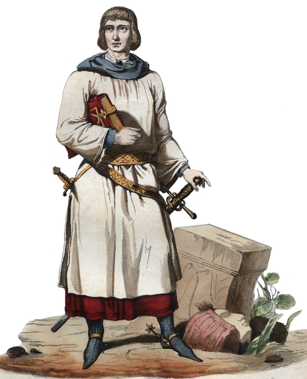 Muotokuva Jean de Joinvillestä (1225-1317), keskiaikaisen Ranskan kronikoista. tekijältä French School
