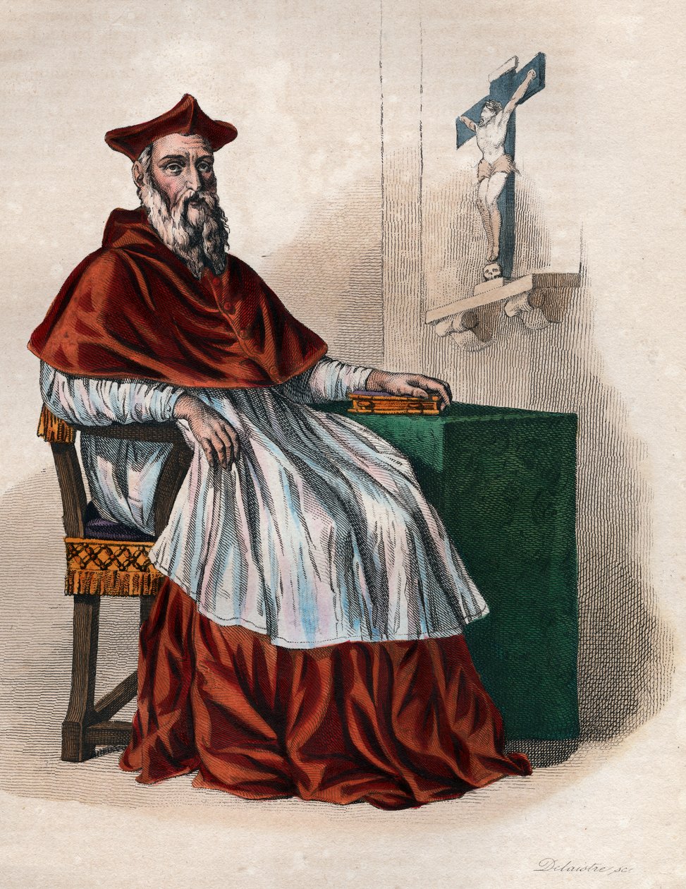 Jean du Bellayn (1492-1560), ranskalaisen kardinaalin ja diplomaatin muotokuva. tekijältä French School