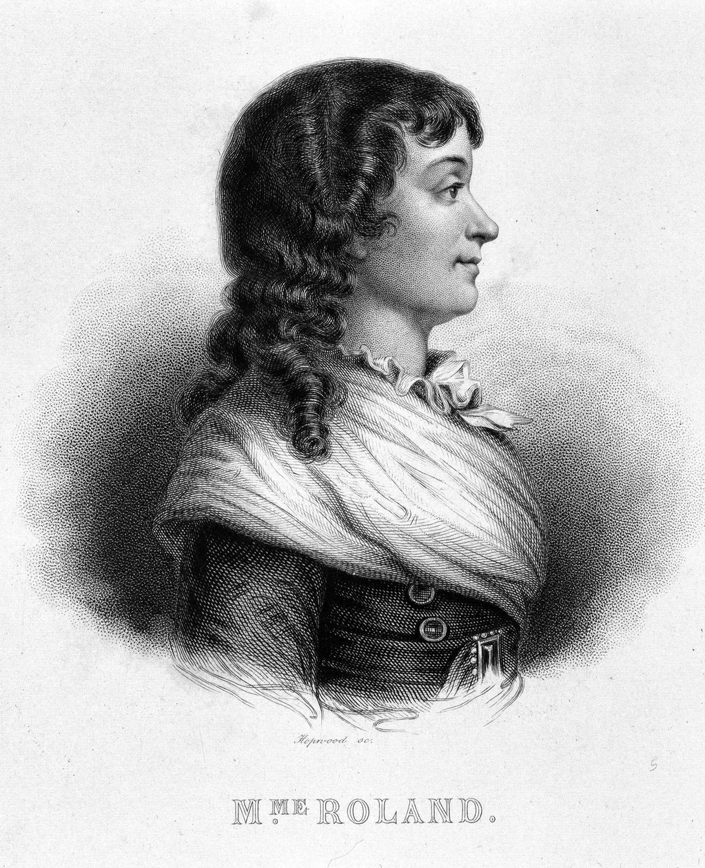 Jeanne Marien tai Manon Philiponin, Madame Rolandin (1754 - 1793) muotokuva - Thiersin teoksessa "Revolution francaise" tekijältä French School