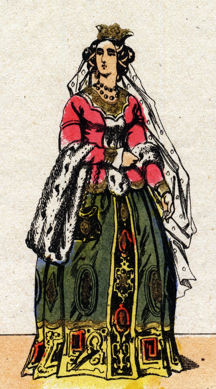 Jeanne de Bourbonin (1337-1378), ranskalaisen Kaarle V:n vaimon muotokuva. tekijältä French School