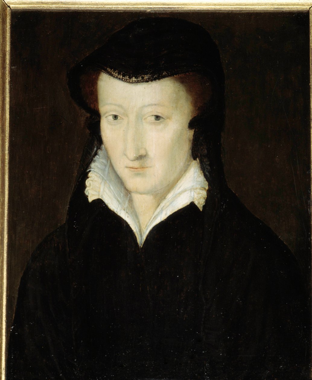 Muotokuva Joan of Albretista, Bearnin suvereeni prinsessa, Navarran kuningatar (1582-1572), Henrik IV:n äiti, leskenpukussa vuoden 1562 jälkeen noin 1563-1570 Anonyymi maalaus ranskalaisesta koulusta. 16. vuosisata. Himmeä. 0,18x0,14 m. tekijältä French School