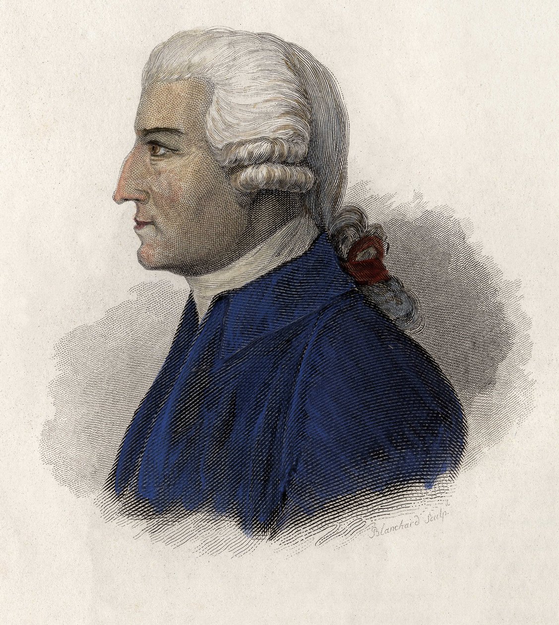 Englantilaisen poliitikon John Howardin (1727-1790) muotokuva. teoksessa "Portraits of Useful Men". tekijältä French School