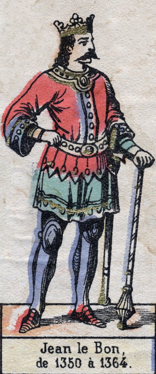 Muotokuva Johannes II:sta Ranskasta, joka tunnetaan nimellä Johannes Hyvä (1319-1364) (Kapetsialaisten dynastia). Kuvitus 1800-luvun lopulla. tekijältä French School