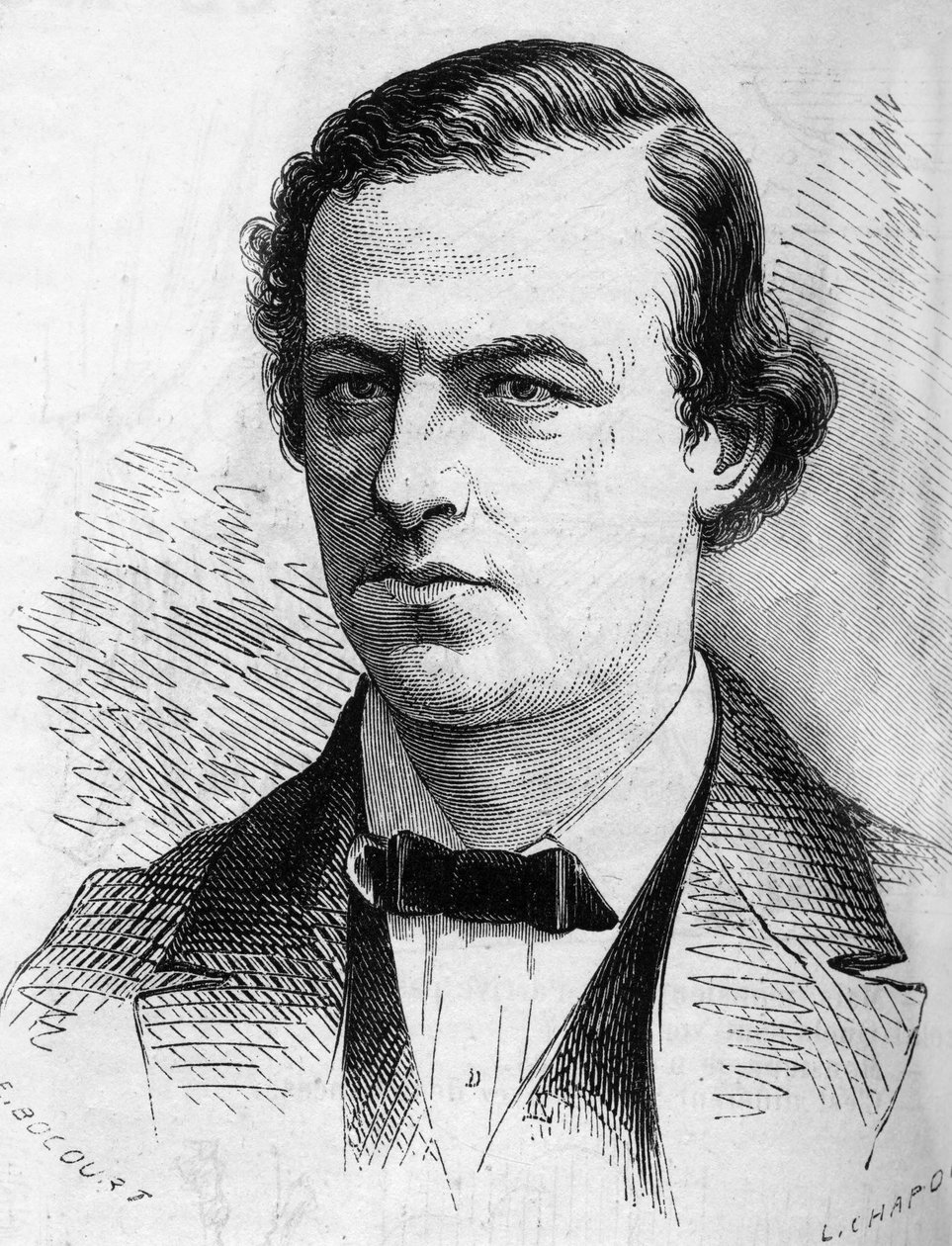 Unkarilaisen viulistin Joseph Joachimin (1831-1907) muotokuva. Kaiverrus "" Kuvitettu maailma"" nro 516 2. maaliskuuta tekijältä French School