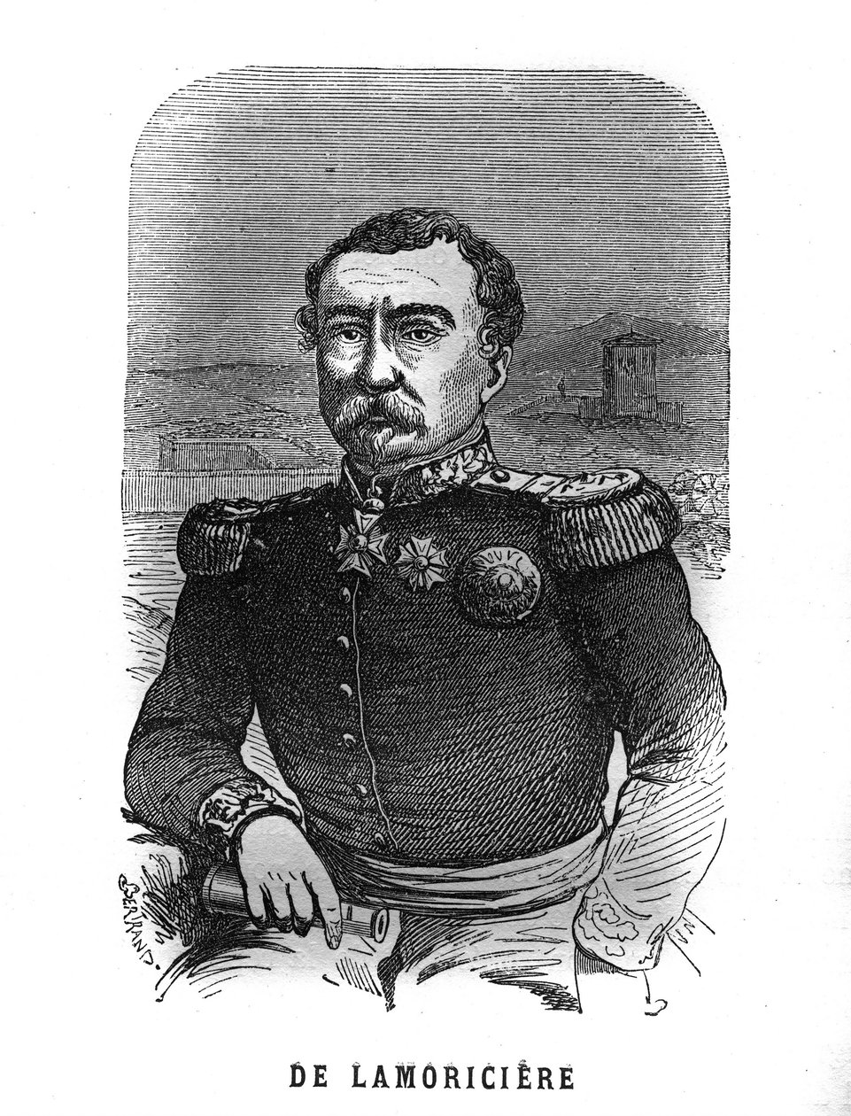 Joseph Vantinin muotokuva, dit Youssouf (1808-1866), ranskalainen kenraali. Kaiverrus "Les Illustrations De L