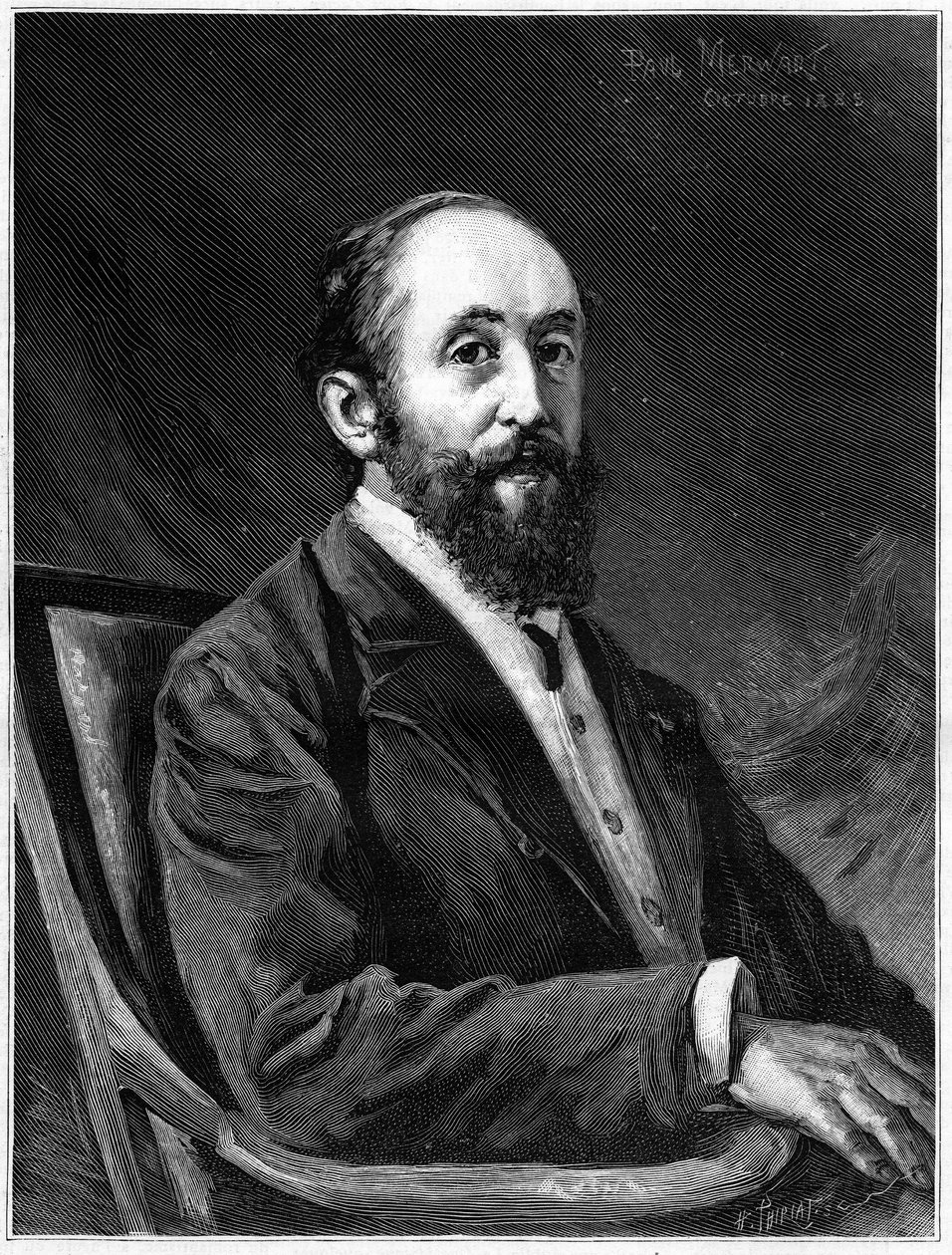 Jules Claretien (1840-1913), ranskalaisen kirjailijan ja ranskalaisen akatemian jäsenen muotokuva vuosina 1888-1913, kirjassa "" The Illustrous World" tekijältä French School