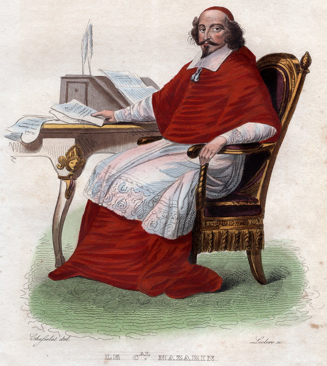 Jules Mazarinin (1602-1661), ranskalaisen italialaisen kardinaalin, diplomaatin ja poliitikon muotokuva. tekijältä French School