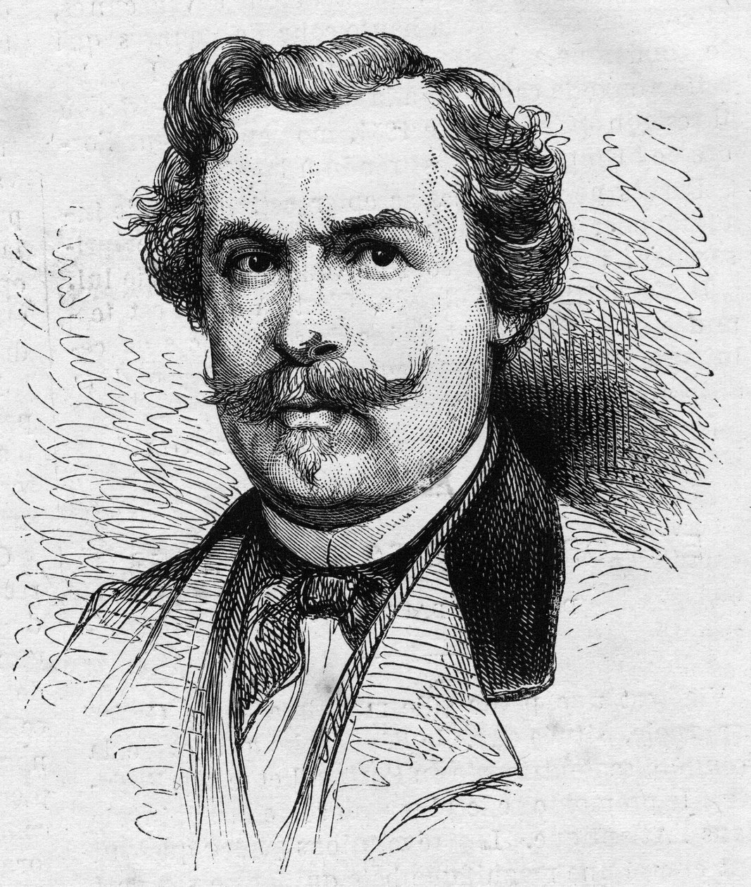 Ranskalaisen kirjailijan Jules de Goncourtin (1830-1870) muotokuva. Kaiverrus "" Le Monde Illustré" -julkaisussa nro 690, 2. heinäkuuta 1870. tekijältä French School