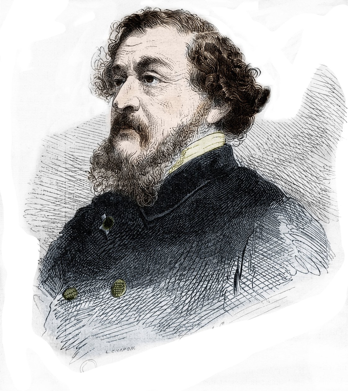Muotokuva Leon Gozlanista Ranskalainen toimittaja ja kirjailija (1803 - 1866). tekijältä French School