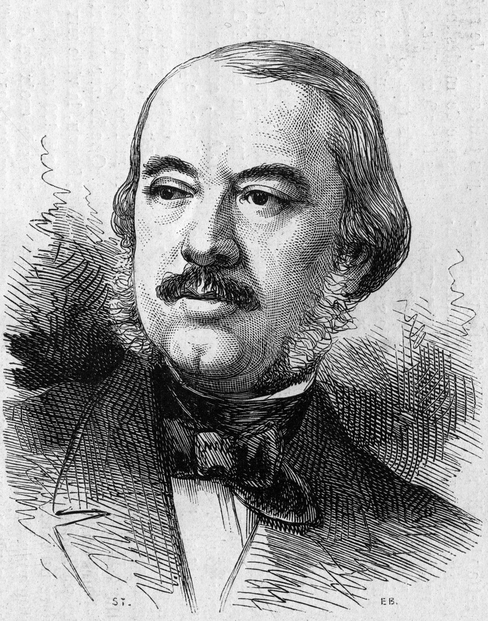 Muotokuva Leon Layasta (1810-1872), ranskalaisesta näytelmäkirjailijasta. Kaiverrus "" Le Monde Illustré" -julkaisussa nro 805, 14. syyskuuta 1872. tekijältä French School