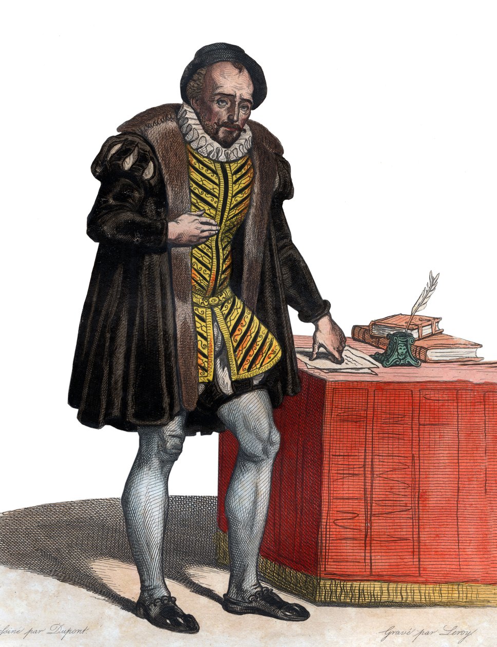Lord Michel Eyquem de Montaignen (1533-1592), ranskalaisen kirjailijan muotokuva. tekijältä French School