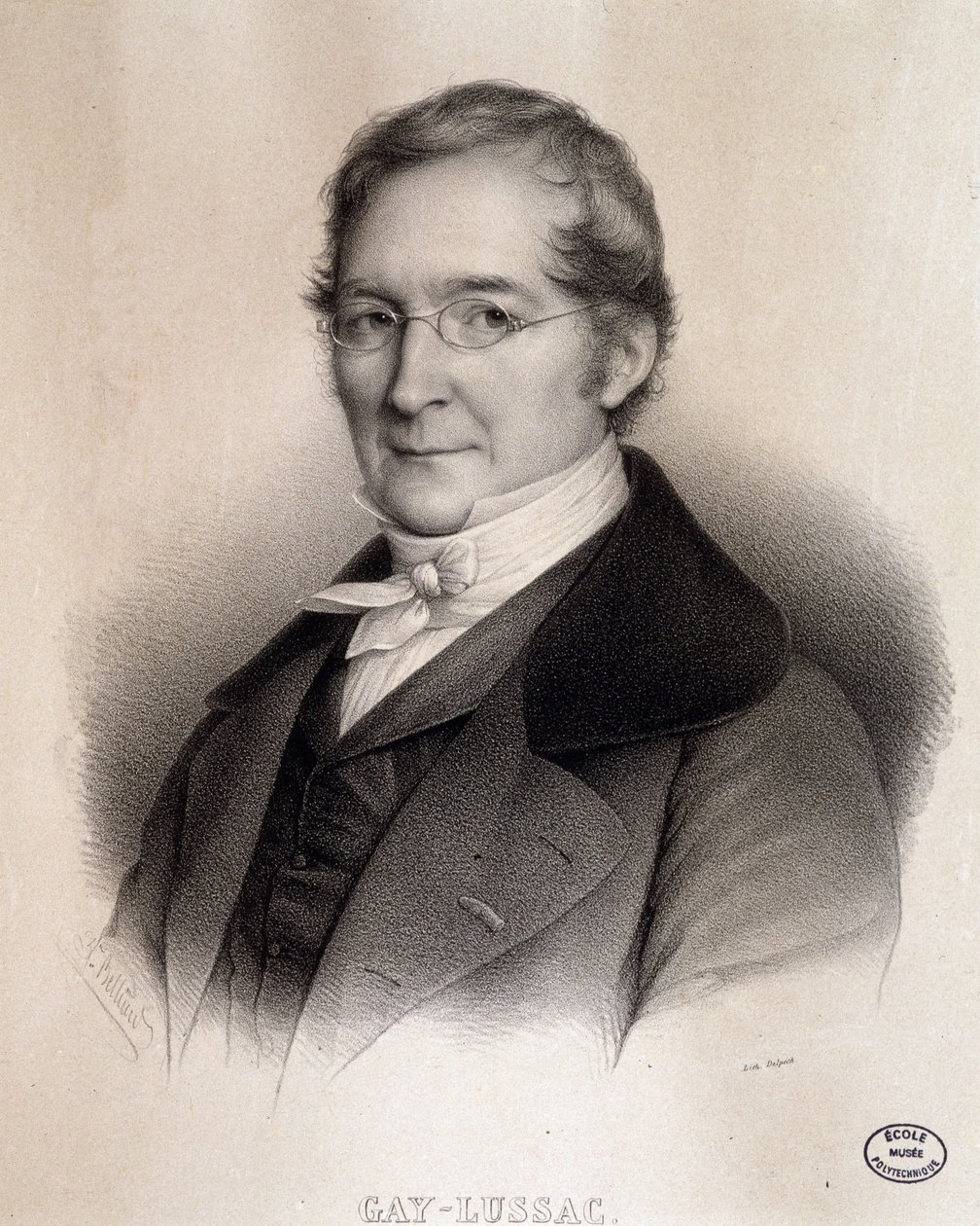 Muotokuva Louis-Joseph Gay-Lussacista (Louis Joseph Gay Lussac) (1778 - 1850), ranskalainen kemisti ja fyysikko. Kaiverrus 1800-luvulta. Ecole Polytechniquen kirjasto, Pariisi. tekijältä French School
