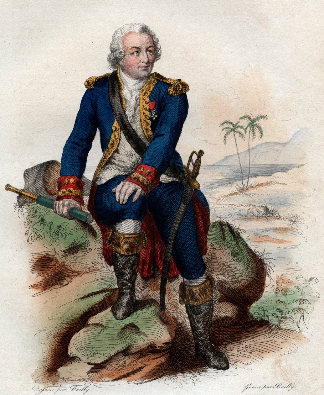 Louis Antoinen, Comte de Bougainvillen (1729-1811), ranskalaisen amiraalin ja tutkimusmatkailijan muotokuva. tekijältä French School