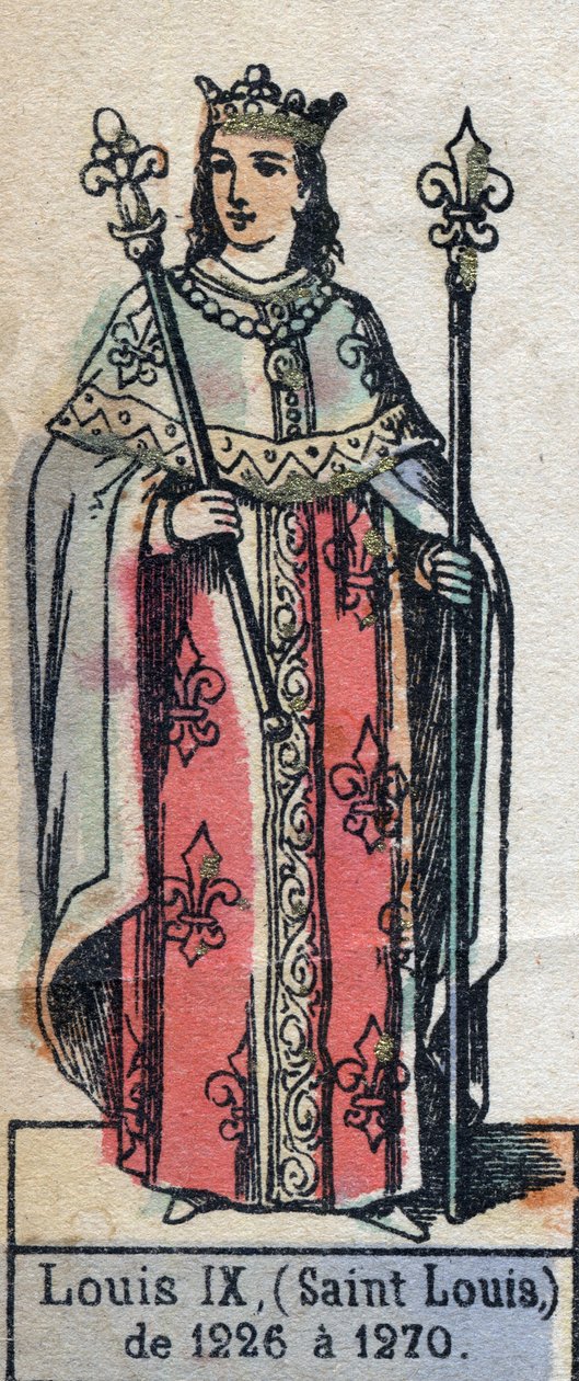 Muotokuva Ranskan Ludvig IX:stä, joka tunnetaan nimellä Saint Louis (1214-1270) (Kapetsialaisten dynastia). Kuvitus 1800-luvun lopulla. tekijältä French School