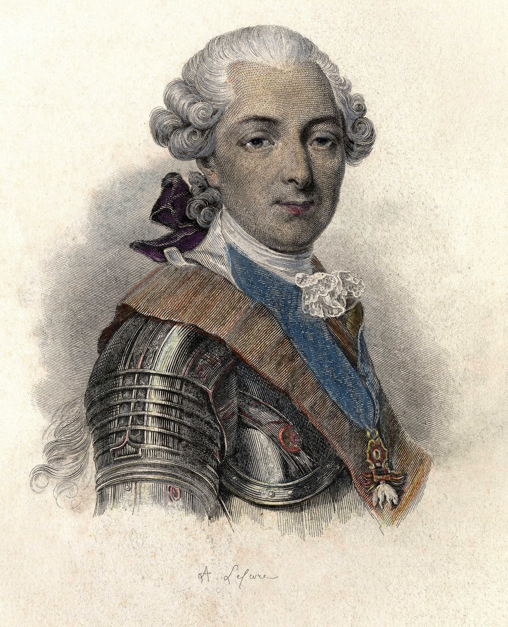 Penthievren herttuan Louis Jean Marie de Bourbonin (1725-1793), suuramiraalin ja ranskalaisen mecenen muotokuva. teoksessa "Portraits des Hommes Useful". tekijältä French School