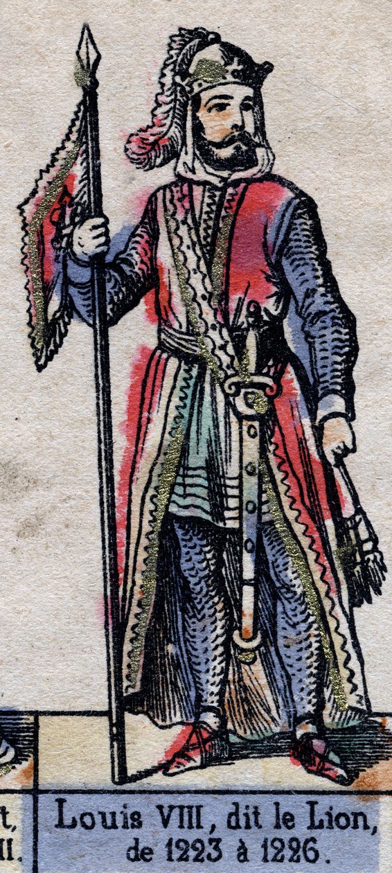 Muotokuva Ranskan Ludvig VIII:sta, joka tunnetaan nimellä Leijona (1187-1226) (Kapetsialaisten dynastia). Kuvitus 1800-luvun lopulla. tekijältä French School