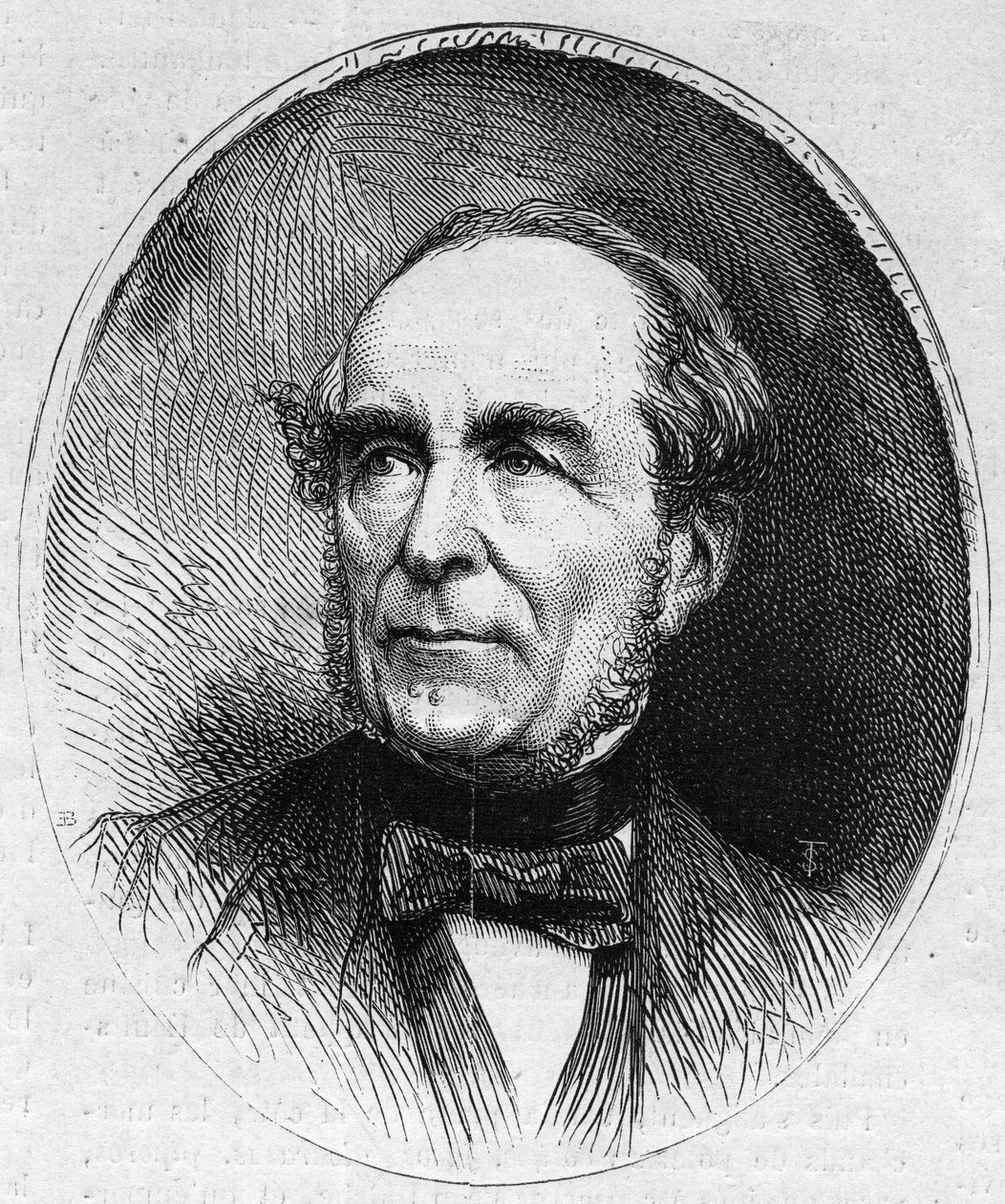 Ranskalaisen poliitikon Louis Vitet (1802-1873) muotokuva. Kaiverrus "" Le Monde Illustré" -julkaisussa nro 844, 13. kesäkuuta 1873. tekijältä French School