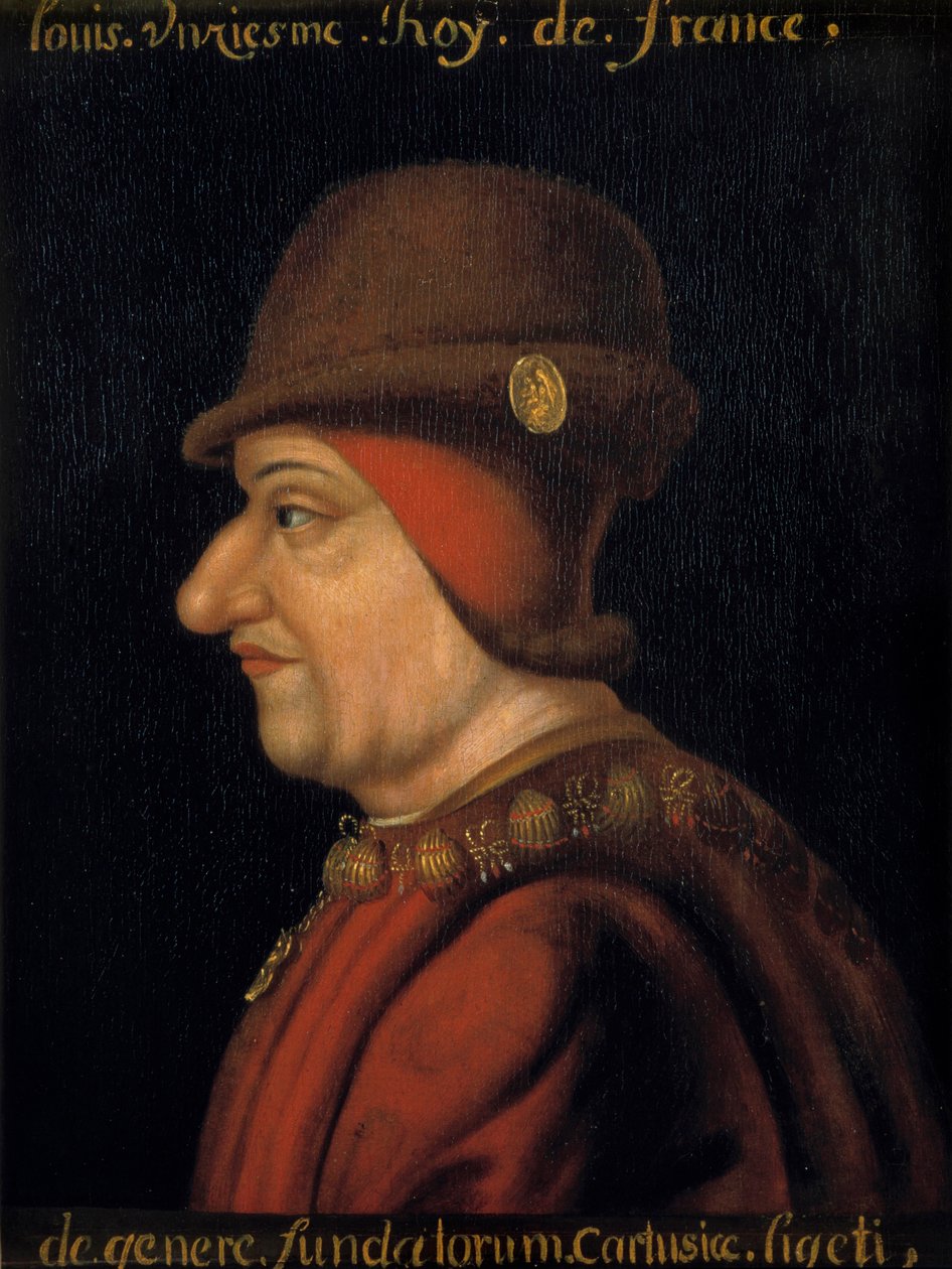 Ludvig XI:n (1423-1483), Ranskan kuninkaan muotokuva. 1600-luvun ranskalainen koulu. Plessis les Tours (Plessis les Tours) (Plessis-les-Tours) tekijältä French School