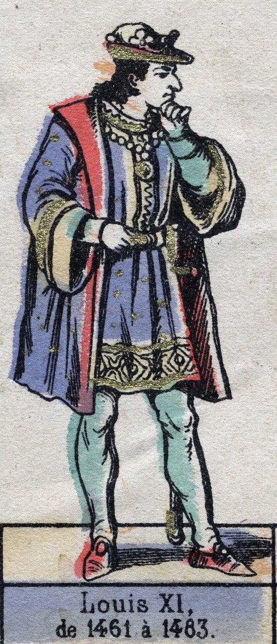 Muotokuva Ranskan Ludvig XI:stä, joka tunnetaan nimellä Varovainen (1423-1483) (Kapetsialaisten dynastia). Kuvitus 1800-luvun lopulla. tekijältä French School