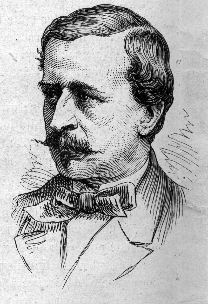 Louis de Lomenien (1815-1878) muotokuva, ranskalainen esseisti ja akateemikko. Kaiverrus "" Le Monde Illustré" -julkaisussa nro 883, 14. maaliskuuta 1874. tekijältä French School