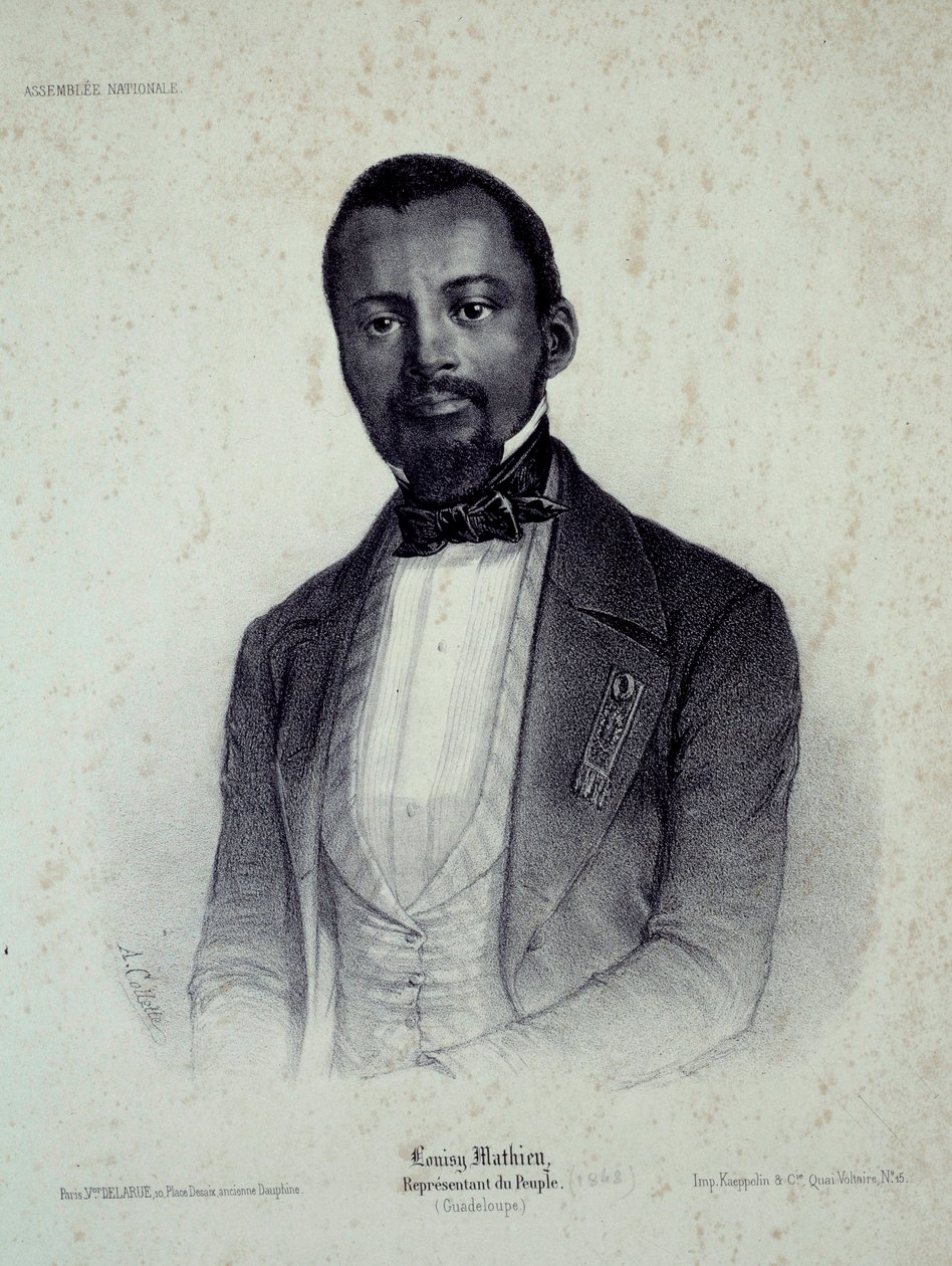 Louisy Mathieun (1817-1874), entisen orjan ja Guadeloupen sijaisen muotokuva Chartresin 1800-luvun kaiverrus, Musee des Beaux Arts tekijältä French School