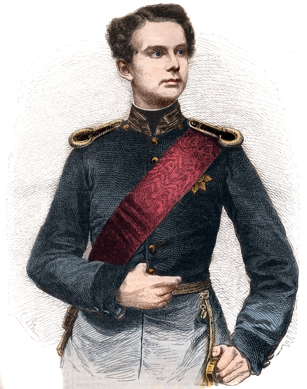 Baijerin kuninkaan Ludwig II:n (1845-1886) muotokuva. tekijältä French School