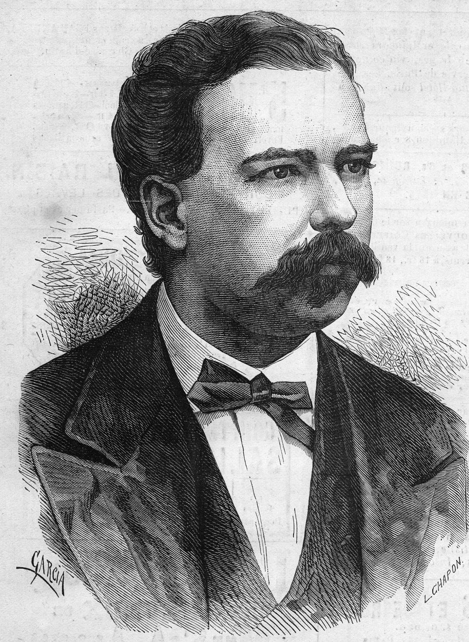 Muotokuva Manuel Pardosta (1834-1878), Perun presidentti 1872-1876. Kaiverrus "" Le Monde Illustré" -julkaisussa nro 1132, 7. joulukuuta 1878. tekijältä French School