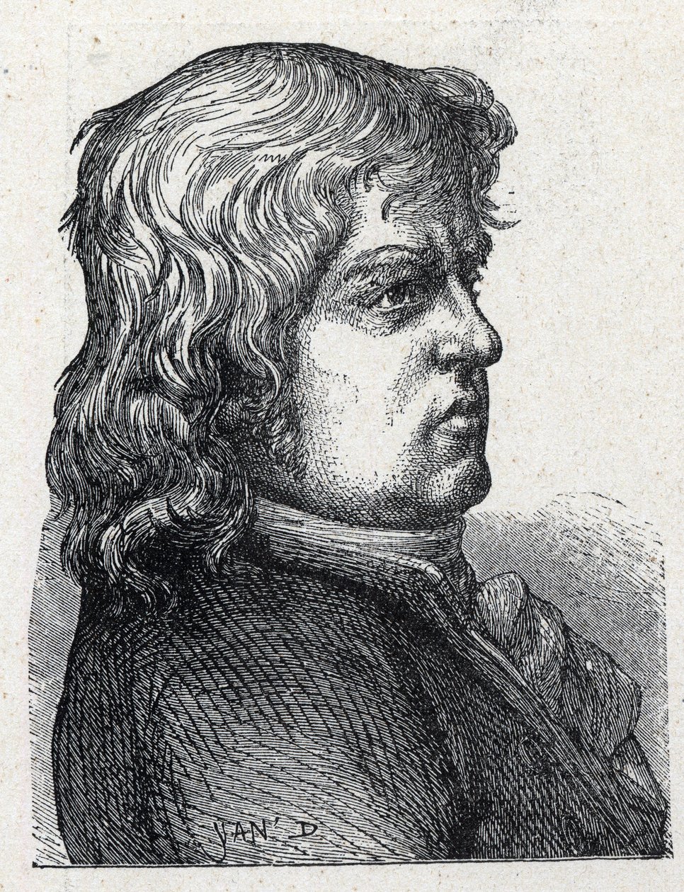 Ranskalaisen vallankumouksellisen poliitikon Marc Guillaume Alexis Vadier (1736 -1828) muotokuva. Kaiverrus vuodelta 1889. Yksityinen kokoelma. tekijältä French School