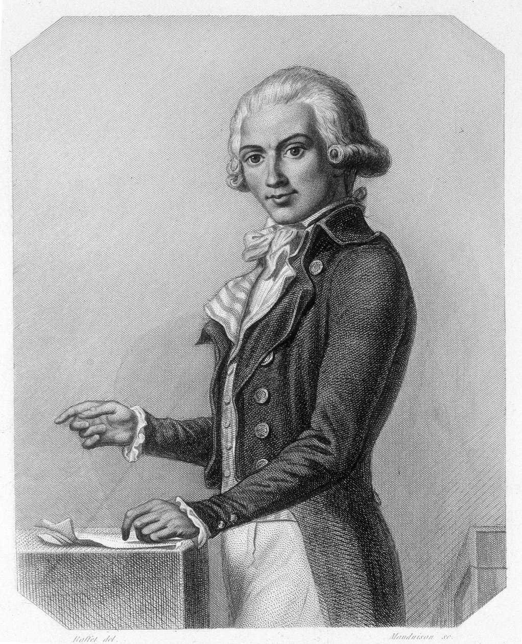 Ranskalaisen poliitikon Marguerite Elie Guadetin (1758-1794) muotokuva. Lamartinen kirjassa "L