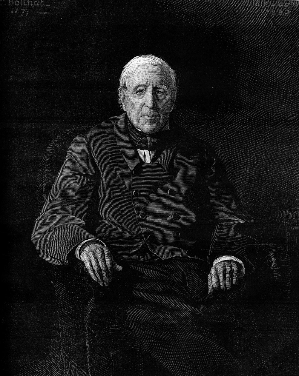 Montalivetin kreivin (1801-1880), ranskalaisen poliitikon Marthe Camille Bachassonin muotokuva. Kaiverrus "" Le Monde Illustré" -julkaisussa nro 1190, 17. tammikuuta 1880. tekijältä French School