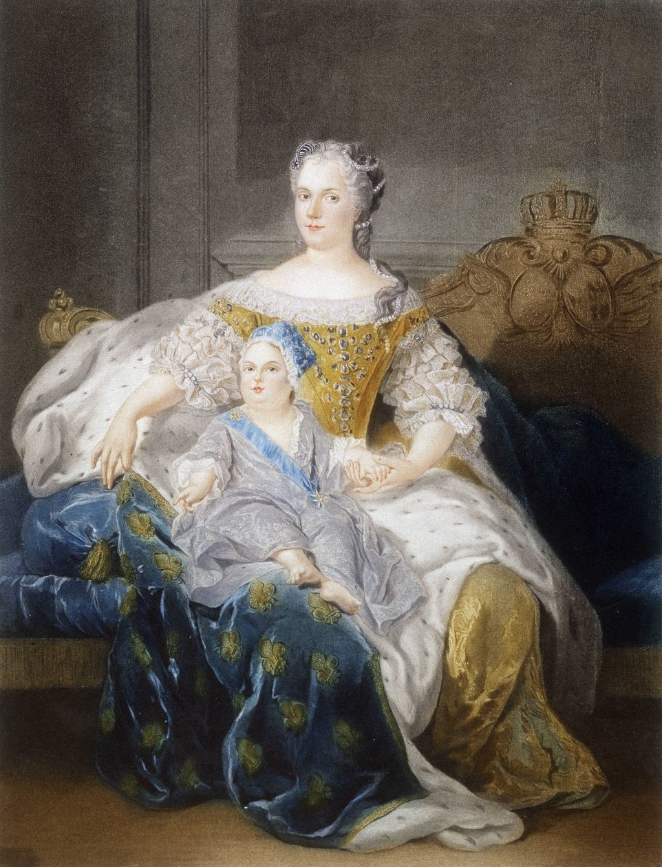 Muotokuva Mary Leszczynskasta ja delfiinistä tekijältä French School