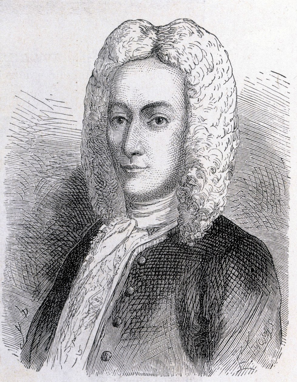 Mathieu Dutilhin (1715-1791) muotokuva - "" Tiedealbumissa; maineikkaat tutkijat; Suuria löytöjä””” 1896. tekijältä French School