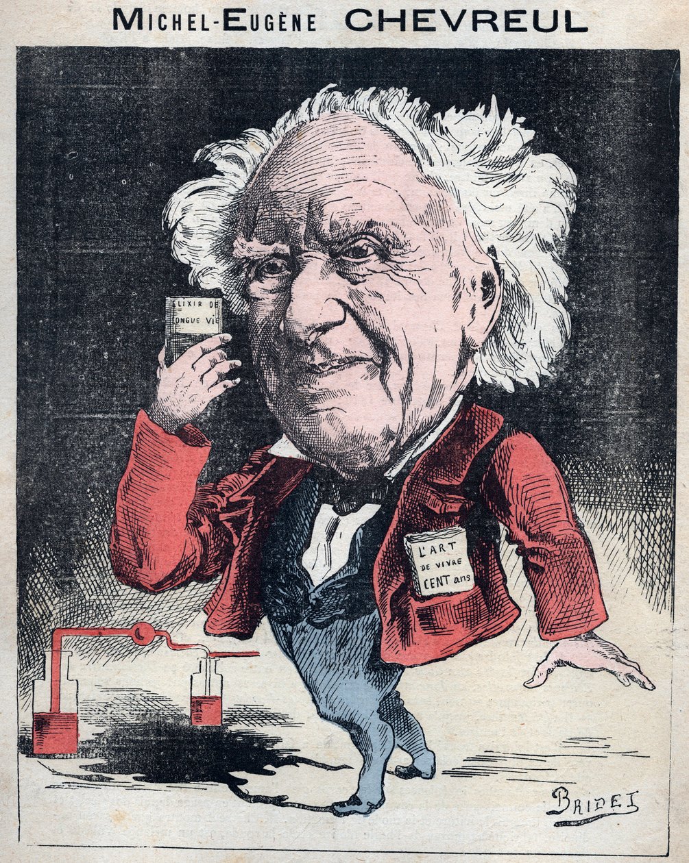 Michel Eugene (Michel-Eugene) Chevreulin (1786-1889), ranskalaisen kemistin muotokuva - Bridet