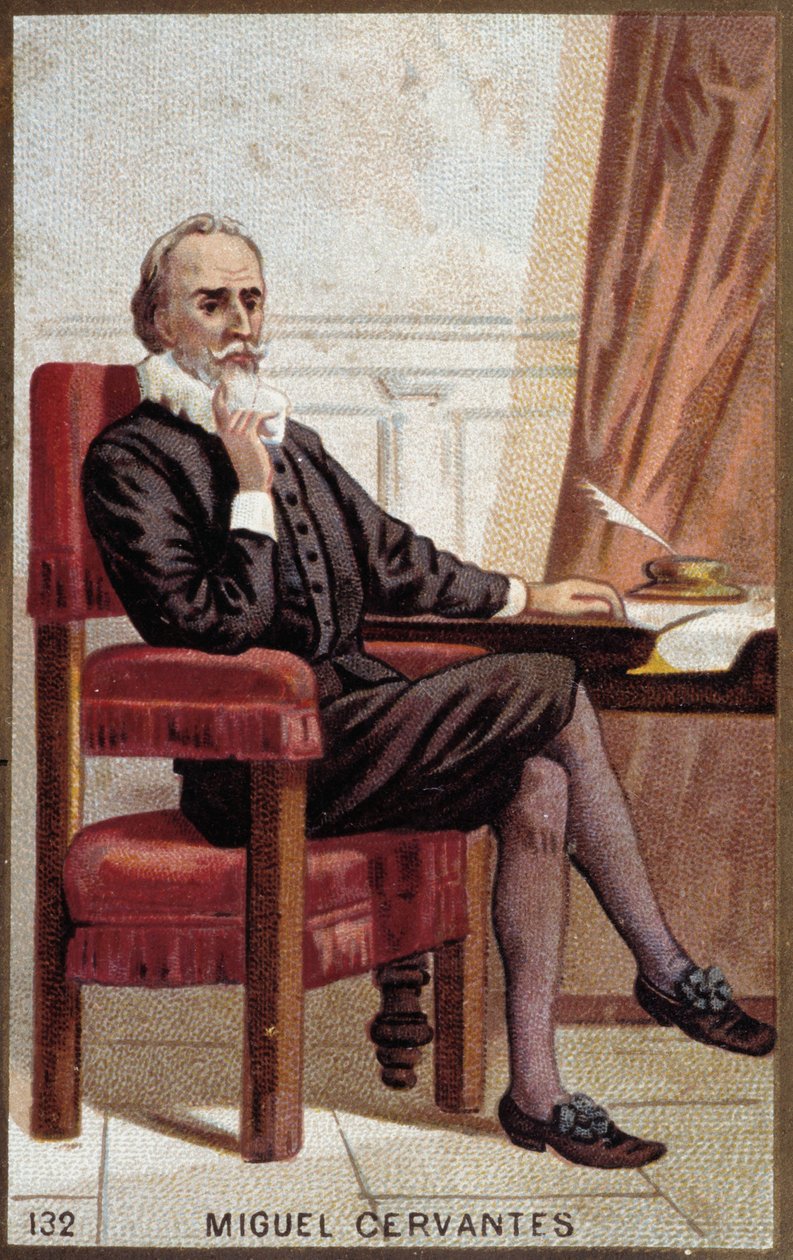 Espanjalaisen kirjailijan Miguel Cervantesin (1547-1616) muotokuva. tekijältä French School